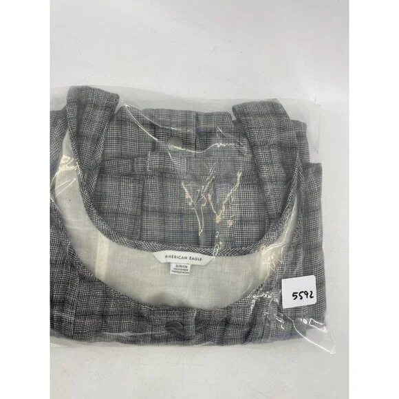 American Eagle Women's Gray Plaid Sleeveless Snap Front Dress Size Small - Picture 15 of 15